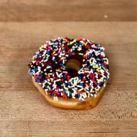 Chocolate Sprinkles · classic chocolate iced donut splashed with sprinkles