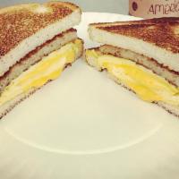 Sausage, Egg & Cheese Sandwich · Sausage patty, two eggs, and cheese served on your choice of bread