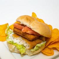 Fish Sandwich · 4 oz haddock fish patty fried and served on a fresh baked brioche roll
