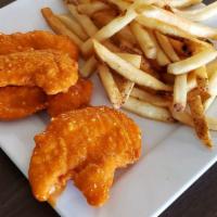 Buffalo Chicken Tenders Combo · 4 chicken tenders dipped in HOMEMADE buffalo sauce served with a heaping order of fries and ...