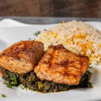 Salmon · Chunks of salmon marinated overnight in our special bistro spices and herbs, charbroiled to ...