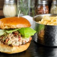 Chicken Salad · Over roasted chicken, bacon, sundried tomato, and currant served on toasted challah roll wit...