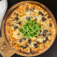 Hippie (No Meat Here) · Marinated mushroom, caramelized onion, and house blend cheese over a mascarpone spread finis...