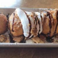 Blueberry Lemon Doughnuts · 3 Marshmellow fluff doughnuts, topped with graham cracker and chocolate drizzle