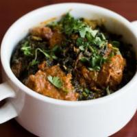 Lamb Saag · Gluten-friendly. Lamb cooked in spinach and spices.