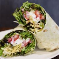 Bluegrass Blackberry Wrap · Spring mix, red onion, crumbled feta, strawberries, apple chips, and knights' pecans with bl...