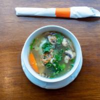 Veggie Soup · Cabbage, broccoli, carrot, mushroom and onion in chicken broth.