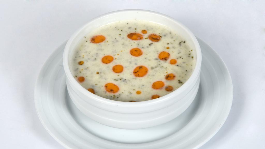 Yayla Soup · Yoghurt soup cooked with rice and mint.