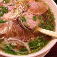 Pho Noodle Soup · Pho soup with noodle, bean sprouts, string onion, fresh basil leaves choice of Chicken, Beef...