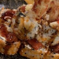 Crazy Lou Roll · Spicy. 2 jumbo tempura shrimp, jumbo lumb, cream cheese, and tobiko with spicy eel sauce.