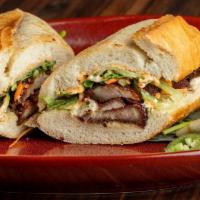 Banh Mi · Entree | Julienned cucumbers, carrots, cilantro, jalapeños, fast pickled cucumbers, foie gra...