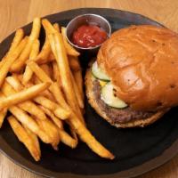Anousone'S Hamburger · Entree | Pressed patties topped with American cheese, house fast pickles, shaved sweet onion...