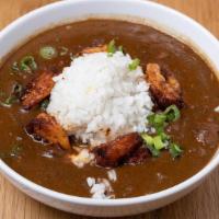 Gumbo · Entree | Chicken, andouille sausage, okra, topped with rice and shrimp