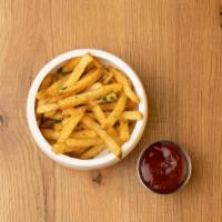 Seasoned Fries · Shares & Sides | Served with a side of smoked ketchup. (Vegetarian)