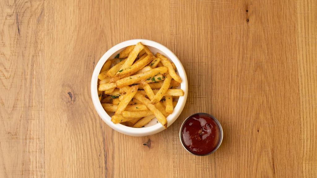 Seasoned Fries · Shares & Sides | Served with a side of smoked ketchup. (Vegetarian)
