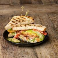 Salmon Blt  ⭐ · Sandwich | Sourdough, grilled salmon, avocado, bacon, lettuce, tomato, aioli