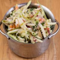 Apple Slaw · Side | Cabbage, kale, green apple, fresh herbs, cider mustard vinaigrette. (Gluten-free, Veg...