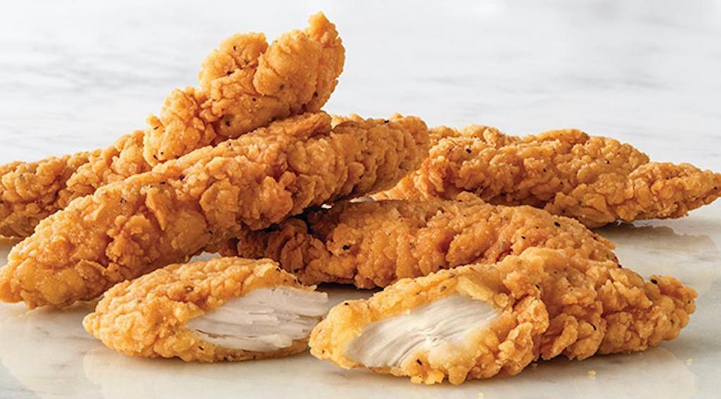 Chicken Tenders · Tender strips of chicken, lightly breaded & pan-fried, served with your choice of sauce: Buffalo, Smoky BBQ, or Sweet & Sour.