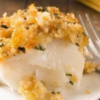 Baked Stuffed Scrod · Generous portion of fresh scrod with seafood stuffing, topped with seasoned bread crumbs