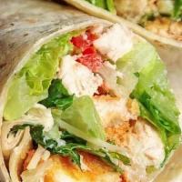 Chicken Caesar Wrap · Marinated Grilled Chicken with shaved Parmesan romaine lettuce, croutons & Caesar dressing