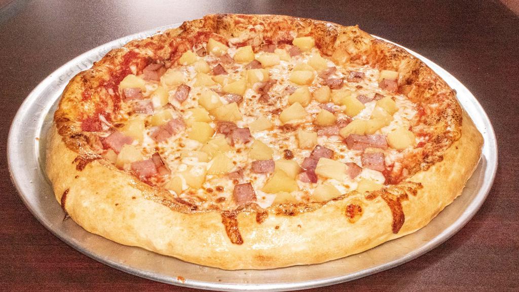 Hawaian Pizza · Ham, pineapple and extra cheese.
