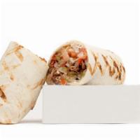 Fajita Wrap · Marinated grilled chicken or shaved steak with fresh pico de gallo, sautéed peppers and onio...
