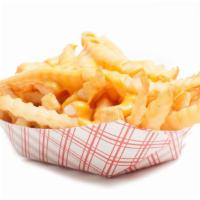 Cheese Fries · Thin crinkle cut fries topped with warm Kraft cheese whiz.