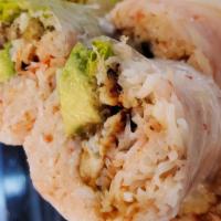 Arctic Eel Roll · Crunchy Eel, Avocado, Lettuce, Crab meat, eel sauce, in rice paper.