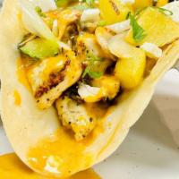 Chicken Chipotle, Taco · Grilled chicken, caramelized onions, sautéed zucchini, mushrooms, and creamy chipotle sauce....