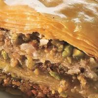 Baklava · Rich, sweet homemade pastry made of layers of filo filled with chopped nuts, pistachios and ...