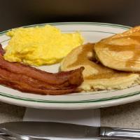 Pancake Platter · 2 Scrambled eggs 3 Pancakes 3 Strips Of Bacon