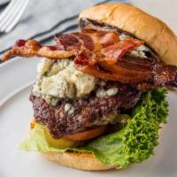 Bacon And Blue Burger · 1/3 Pound Angus beef patty with bacon, blue cheese crumbles, lettuce, tomato, onion, pickle,...