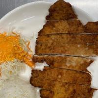 돈까스 / Don Katsu · Deep fried pork cutlet served with rice and don katsu sauce.