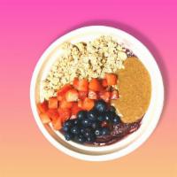 Acai Frenzy · Organic Acai, Banana, Mix berry
Topping; granola, strawberry, blueberry, almond butter, honey