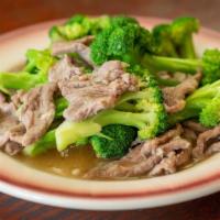 E9 Broccoli Beef · Stir-fried beef and broccoli with oyster sauce.