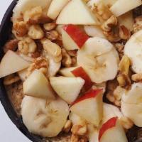 Oatmeal Swirl  · Oatmeal mixed with almond milk, Vanilla Vega protein, and almond butter. Topped with bananas...