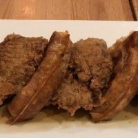 Chicken & Waffles · Buttermilk Boneless Fried Chicken Thighs, Buttermilk Waffles, Chopped Bacon, Bourbon Maple S...