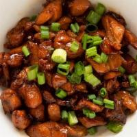 Burnt Ends (Chicken) · Pan-fried and sauced chicken with green onions (10 oz)