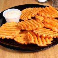 Seasoned Waffle Fries · Air-fried • Choice of dip