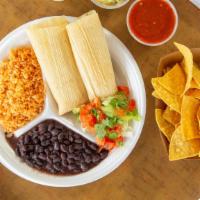 Tamales · Includes chips and salsa.