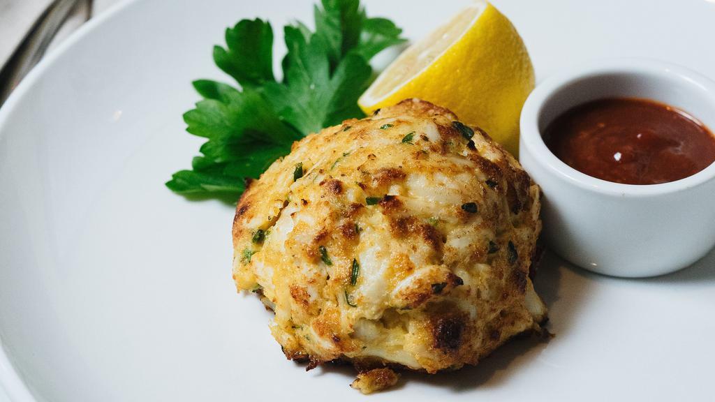 Single Maryland Style Crab Cake With 2 Sides · One 8 oz. jumbo crab cake, fried or broiled.