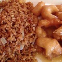 Sweet & Sour Shrimp · Breaded shrimp sautéed with pineapple, green peppers, and onions in a sweet and sour sauce.