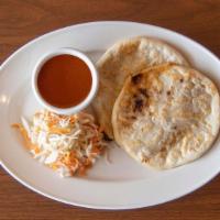 Pupusas · Soft cornmeal filled with your choice of pork and cheese, loroco flower and cheese, bean and...