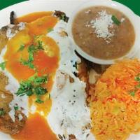 Chiles Rellenos · Choice of: cheese or ground beef. 2 Poblano peppers stuffed with your choice of filling dipp...