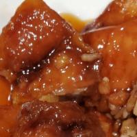 General Tso'S Chicken · Served with one vegetarian egg roll steamed rice and soup.