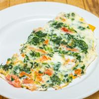 Garden Omelet · Fresh vegetables (broccoli, mushrooms, tomato, onions, green peppers & roasted red peppers).
