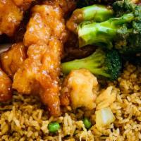 Combo A · Combo Fried Rice, Sesame Chicken + any 1 scoop