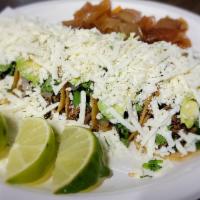Street Mini Tacos (6 Pcs) · mini tacos (bistec or al pastor) includes cilantro, onions, avocado, queso fresco, and grill...