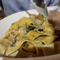 Pappardelle Ai Funghi · pappardelle, mushrooms, baby spinach, parmigiano, cream