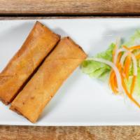 Chicken Crispy Spring Rolls · Come with vermicelli,  bean sprout, cucumber, daikon, cabbage, green onions and peanut. Serv...